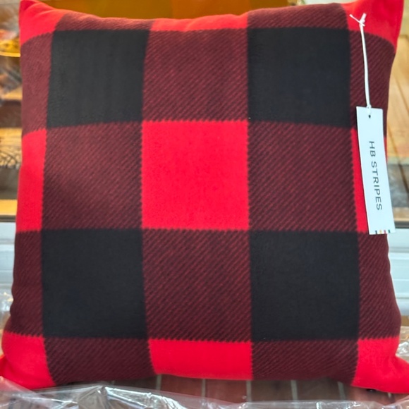 HBC Stripes Buffalo Plaid Fleece Pillow. Brand new with tags. 18" x 18". - Picture 5 of 6